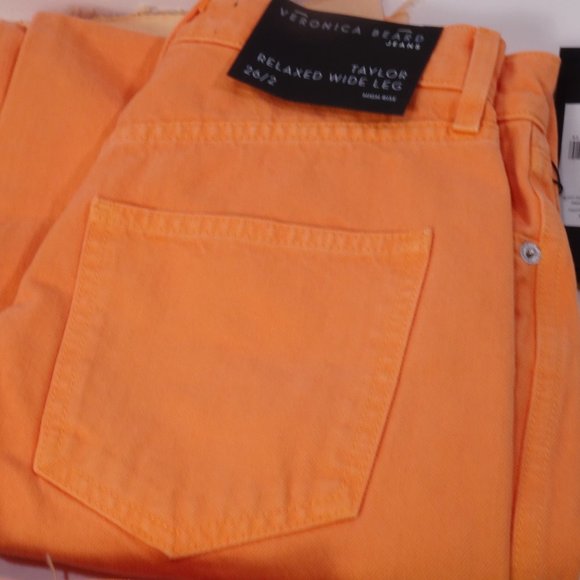 Veronica Beard Orange and Cream Flare Jeans - Picture 8 of 10